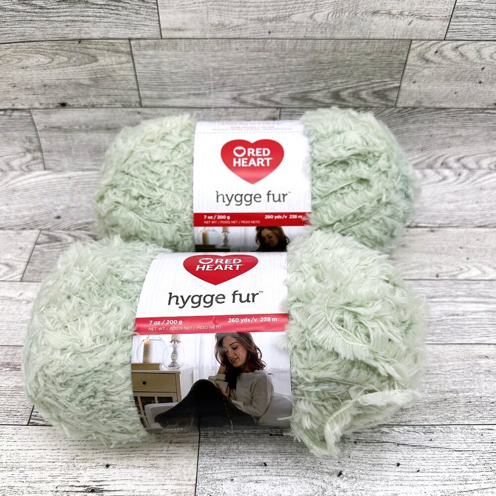 Brand New Set of 2 Red Heart hygge fur, 7 oz. each, 412‎ Smokey Nylon Yarn